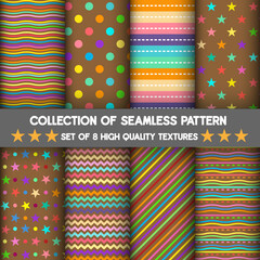 Pattern and seamless of set for rainbow and pastel background is brown.