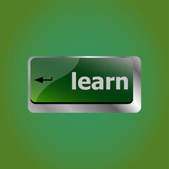Keyboard with key Learn button. Internet education concept