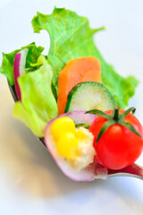スプーンにのった緑黄色野菜