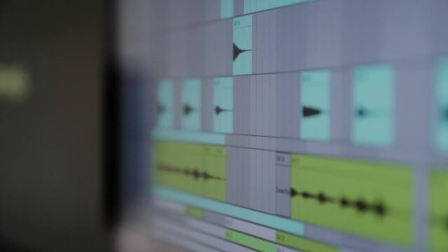 Close up shot of a open mixing programme for audio and music production.