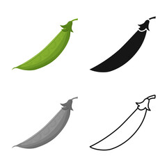 Vector design of pod and peas icon. Graphic of pod and legume vector icon for stock.