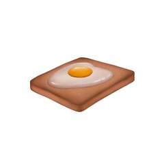 fried egg on a toast bread on a white background illustration watercolour