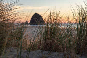 sunset over the sea Oregon coast Cannon Beach