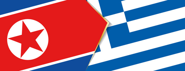 North Korea and Greece flags, two vector flags.