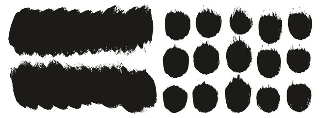 Round Brush Thick Short Background & Straight Lines Mix Artist Brush High Detail Abstract Vector Background Mix Set 