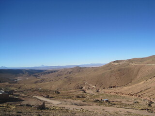 Exploring the beautiful mountain landscapes in the Andes around Sucre in Bolivia, South America