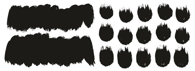 Round Brush Thick Short Background & Straight Lines Mix Artist Brush High Detail Abstract Vector Background Mix Set 