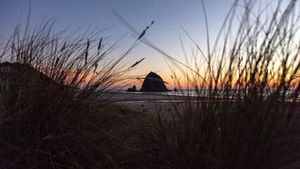 sunset over the sea Oregon coast Cannon Beach