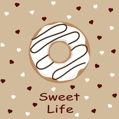 Set of bright food cards. Set of donuts. Donuts, cheesecakes, cakes, sweets, muffins, chocolate.