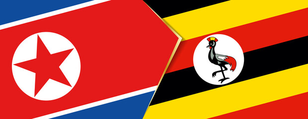 North Korea and Uganda flags, two vector flags.