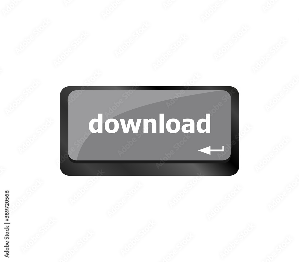 Poster internet download button on computer keyboard keys