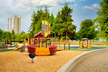 Fototapeta premium Nanaimo’s Maffeo Sutton Park playground getting a complete redesign, Vancouver Island, British Colombia, Canada. 