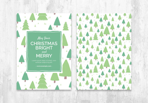 Simple Festive Christmas Flyer Invite Layout with Christmas Tree Pattern