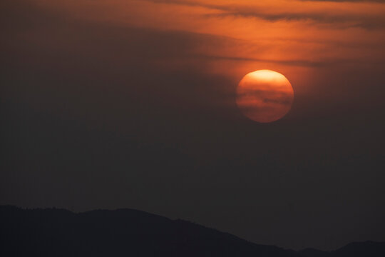 Smoggy sunset