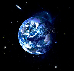 Naklejka na ściany i meble Abstract space background with earth. The elements of this image furnished by NASA.