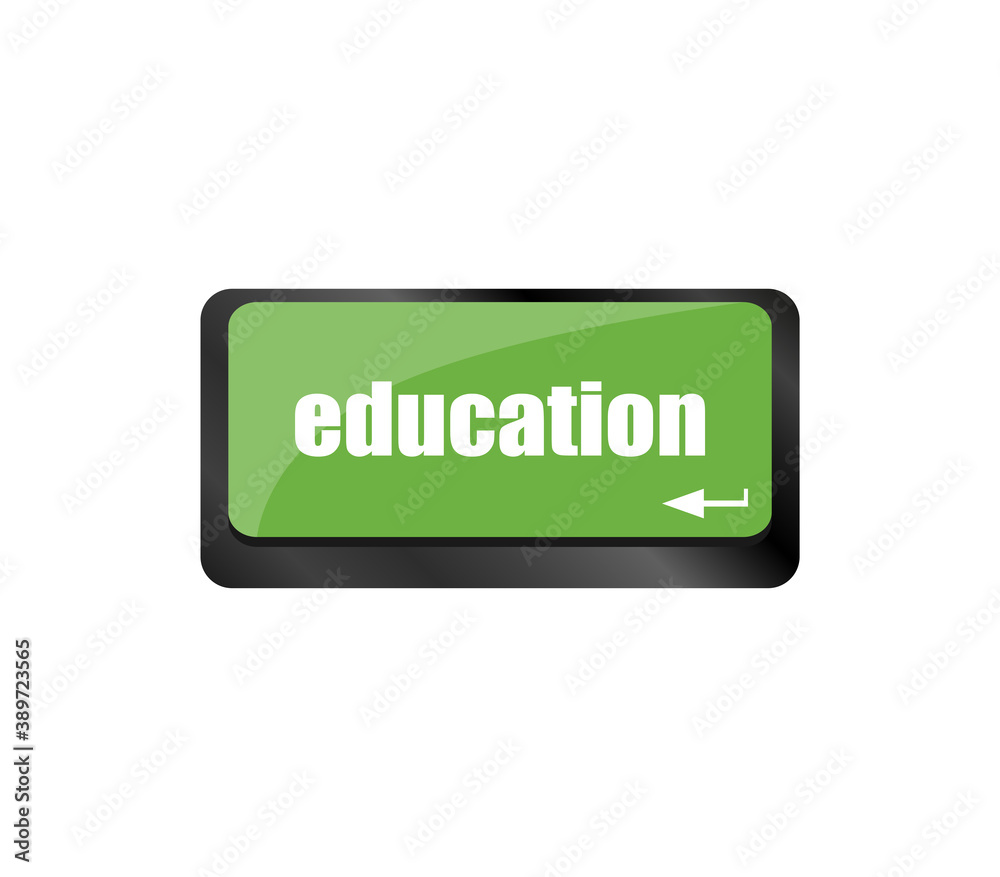 Poster computer keyboard with key education, internet learn concept