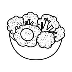 Vector illustration of bowl and broccoli logo. Set of bowl and green stock symbol for web.