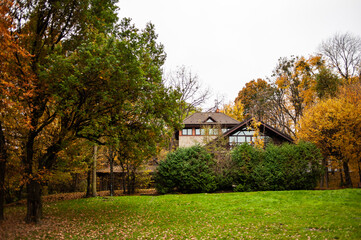 Beautiful autumn park in the city