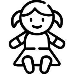 Cute LOL Doll in line art style for coloring book.  Illustration.
