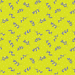 Colorful background with tree branches and dots. Vector seamless pattern.
