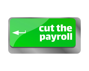 Cut the payroll . Close up of keyboard, enter computer key.