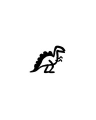 Dinosaurs black silhouettes set with lettering pterodactyl plesiosaur spinosaurus tyrannosaurus triceratops on white background isolated  illustration © Kim