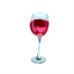 Glass of red wine, isolated on white background. Vector illustration for menu design, magazines, catalogs.