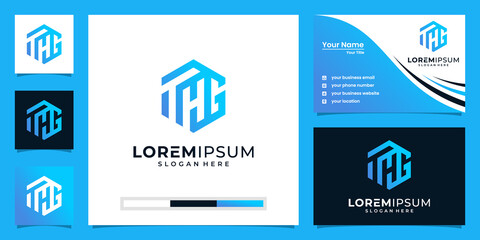 Thg letter initial logo icon design template. elegant, modern, luxury.