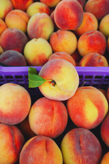 ripe peaches on a market
