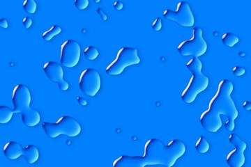 Water droplets on a blue background