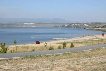 Sunny day on Most lake in czech republic on 22 september 2020 Perlin noise