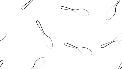Cooking seamless pattern white spoon, fork, wrapping paper for menu black background, cookbook dark cover mockup