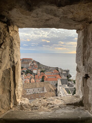 Croatia / Dubrovnik 13 October 2020. Nice view of the old town through the window