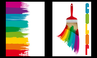 2 mises en page bricolage sur le thème de la peinture avec une harmonie de couleurs arc en ciel.