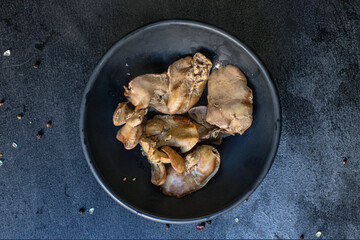 chicken liver ready to eat boiled healthy food meal on the table tasty serving size top view copy space for text food background rustic keto or paleo diet