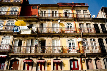 Facade of an old building in Porto, Portugal