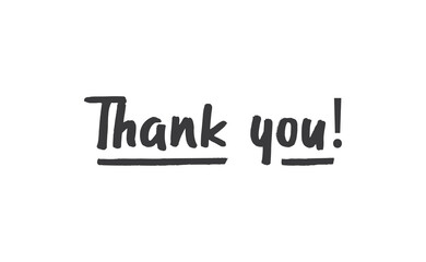 Thank you text. Lettering style typography design.