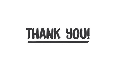Thank you text. Lettering style typography design.