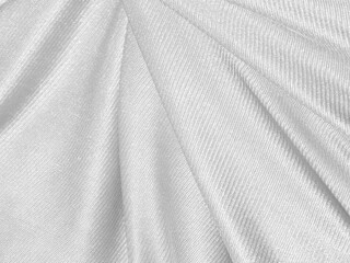 Shiny white crumpled fabric. Elegant cloth texture background