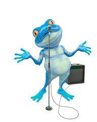 little frog cartoon is singing a song