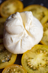 homemade burrata cheese on plate