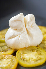 homemade burrata cheese on plate