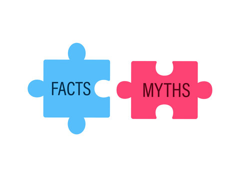 Facts vs Myths concept. Clipat image.