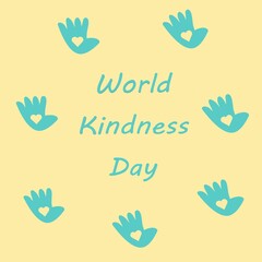 Fototapeta premium World Kindness Day banner. 13 November. The hand holds the heart - a symbol of kindness. 