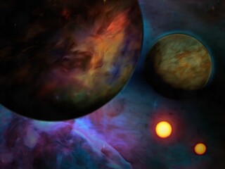Obraz na płótnie Canvas Exo-Solar Planet Painting. 3D rendering