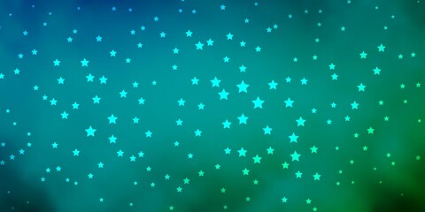 Dark Blue, Green vector layout with bright stars.