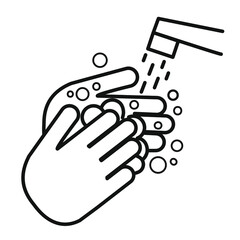 wash hands for preventing from coronavirus. black and white vector icons isolated on white background.