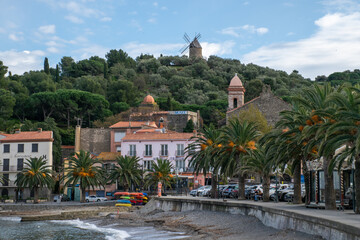 Promenade of Collioure, a seaside town on the Mediterranean coast of southern France