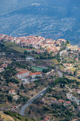 Fototapeta na wymiar Scenic view of the famous winter resort of Arachova on mountain Parnassus, Greece.