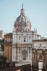 Church of Santi Martina e Luca with the arch of Settimio Severo in the bottom right